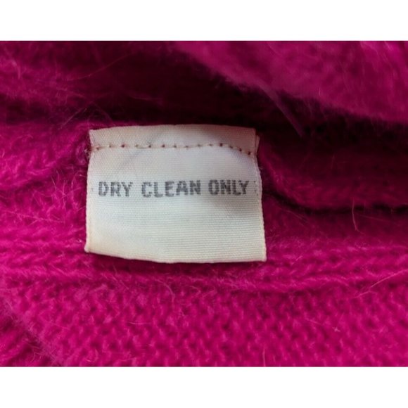 Vintage 90s Sweater Dark Pink Wool Blend Collar Cable Knit Misses Size M - Picture 6 of 6
